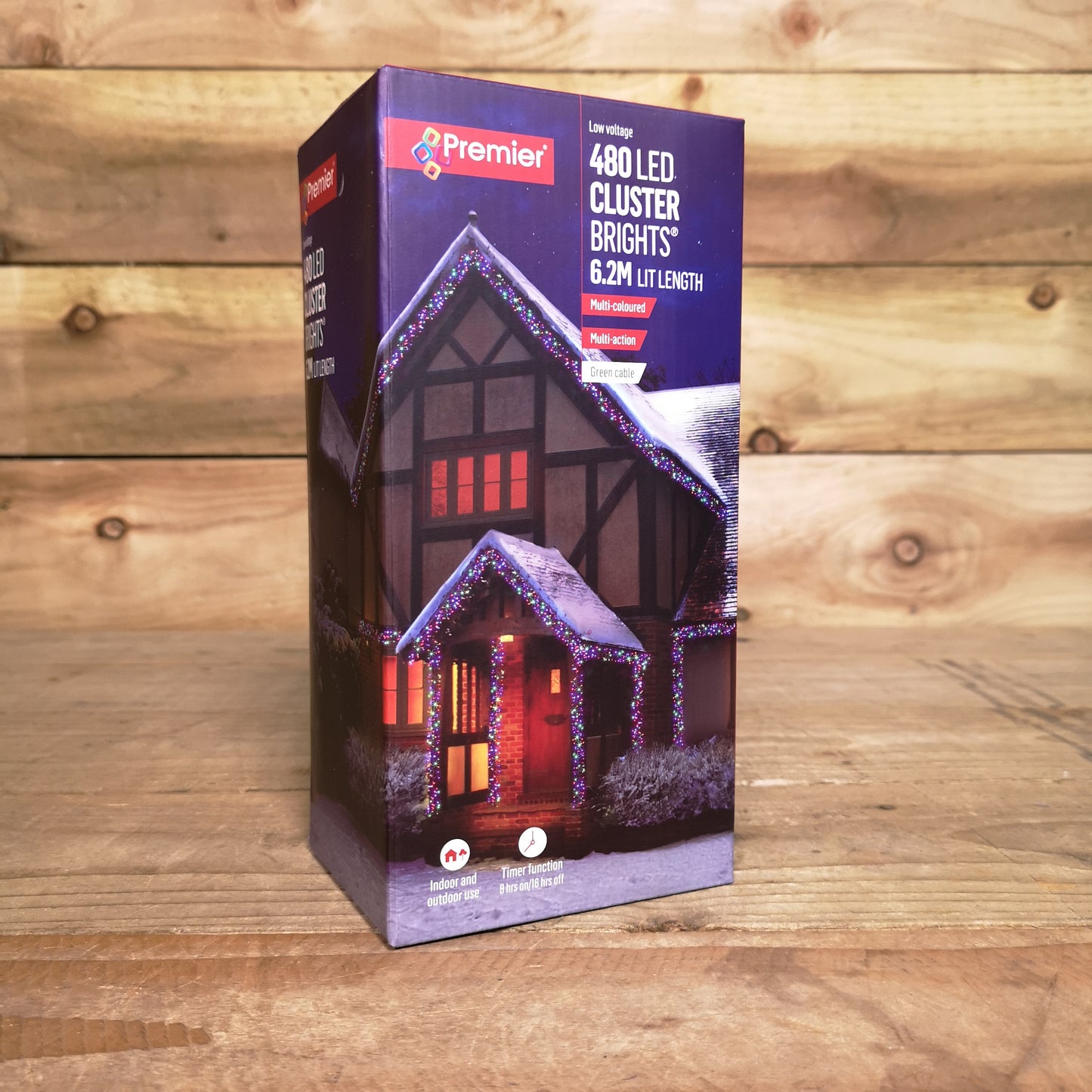 480 LED 6.2m Premier Clusterbrights Indoor Outdoor Multifunction Mains Operated Christmas Cluster Lights with Timer in Multicoloured