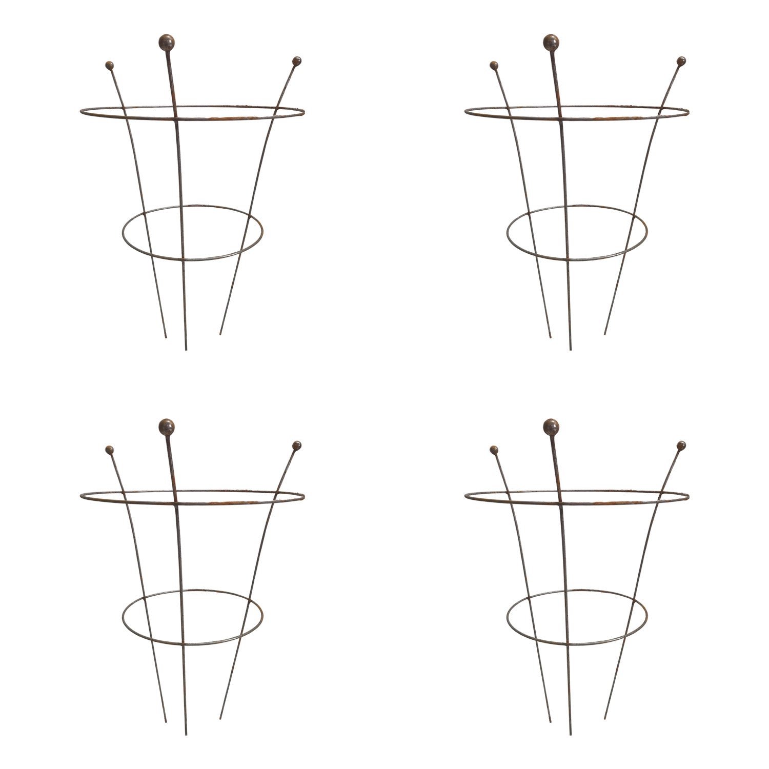 Pack of 4 Tom Chambers Herbaceous Bare Rusted Steel Garden Plant Support Medium 54cm x 40cm 
