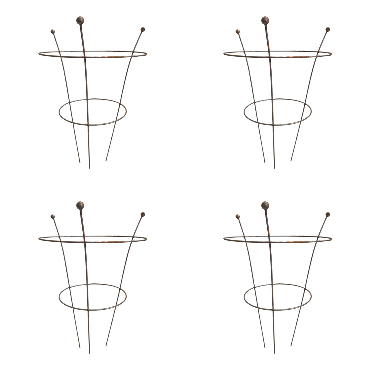 Pack of 4 Tom Chambers Herbaceous Bare Rusted Steel Garden Plant Support Medium 54cm x 40cm 