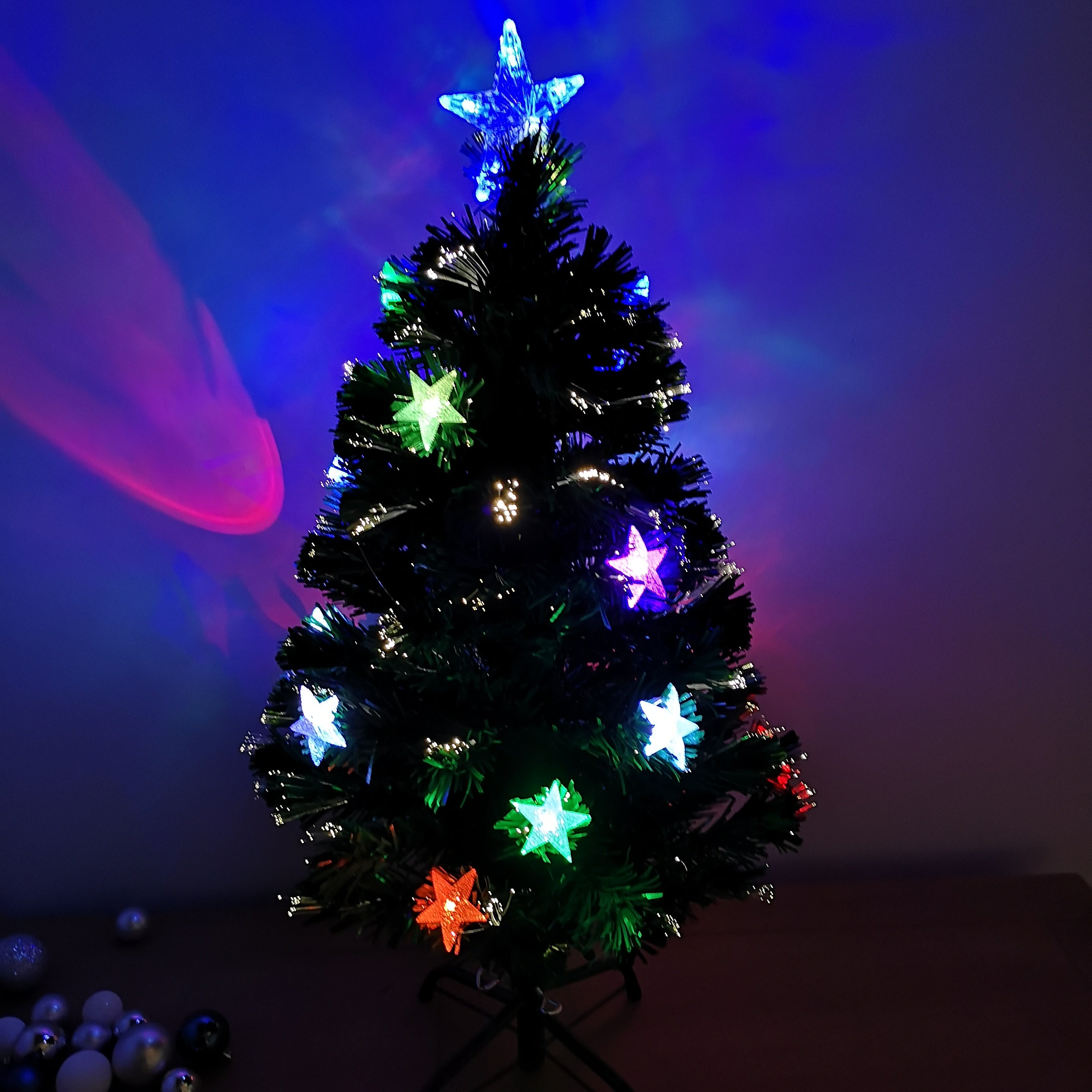 3ft (90cm) Fibre Optic Indoor Christmas Tree with 16 Colour Changing LED Stars