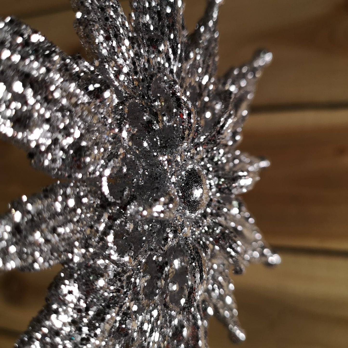 Festive 24cm Christmas Silver Star Glitter Tree Topper