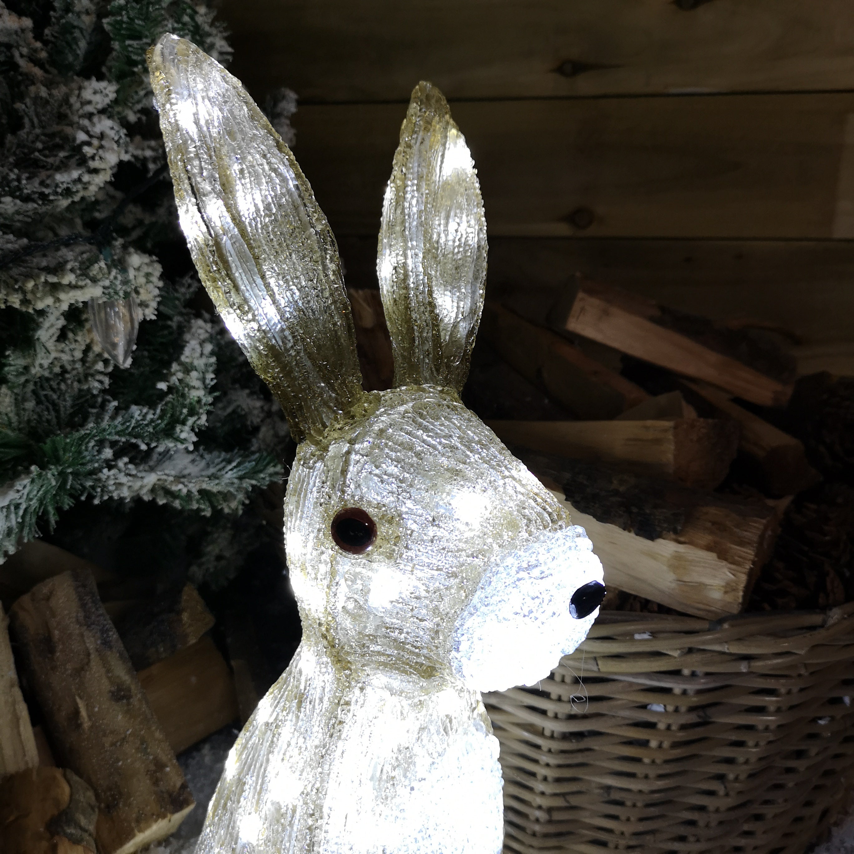 54cm Outdoor The Snowman Acrylic Christmas Hare / Rabbit Figure 80 LEDs