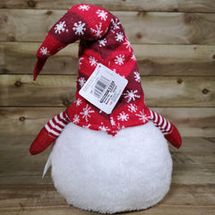 55cm Bearded Sitting Christmas Gonk with Star Tipped Snowflake Hat in Red & White