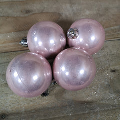 16 x 6cm Christmas Blush Pink Glitter Gloss And Matte Baubles Tree Decorations