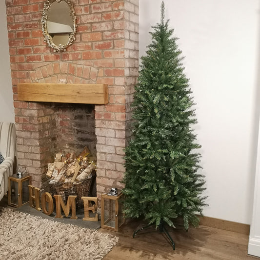 Premier 7ft Slim Festive California Green Christmas Tree PVC Hinged 2736