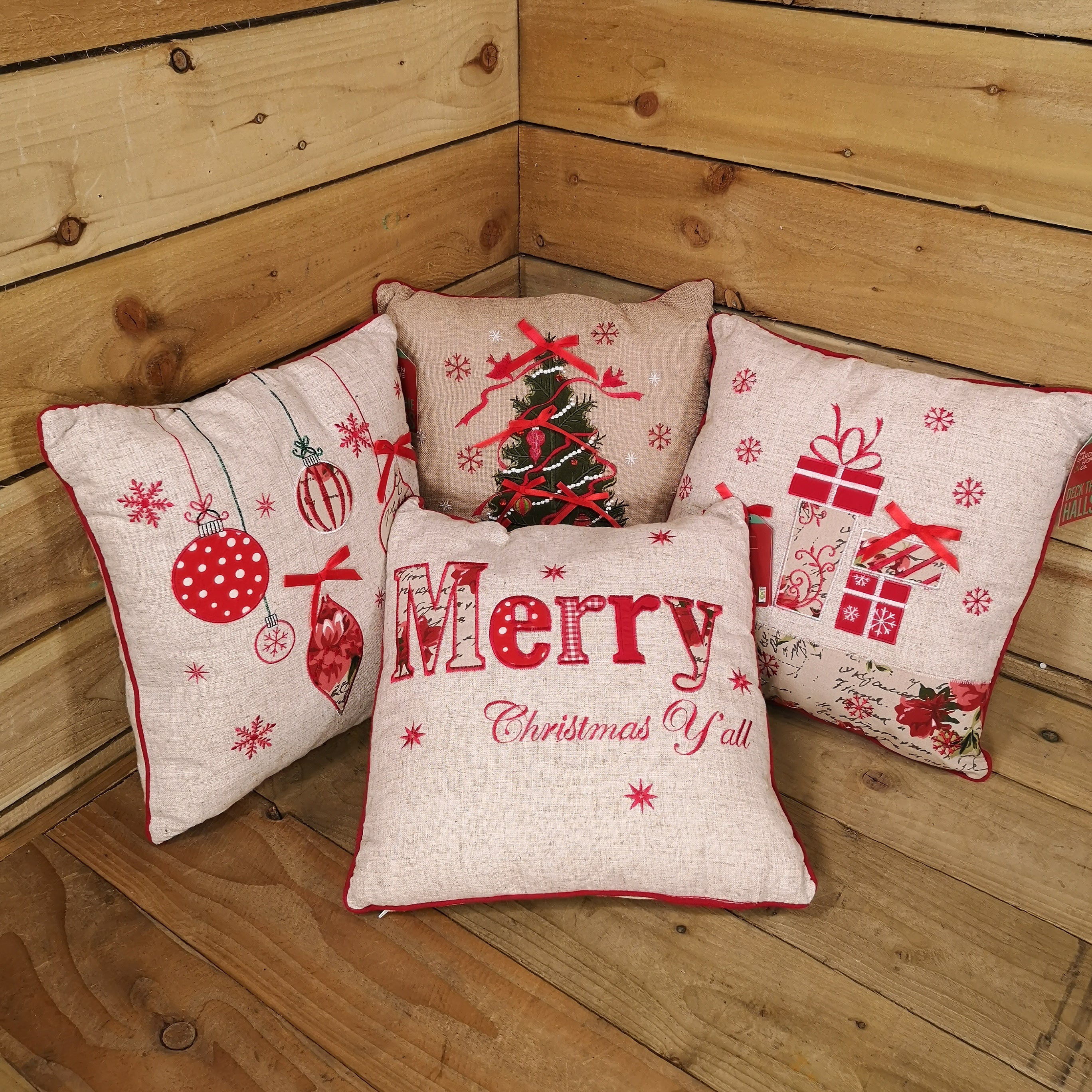 Christmas Cushion 40x40cm Filled And Embroidered - 4 designs