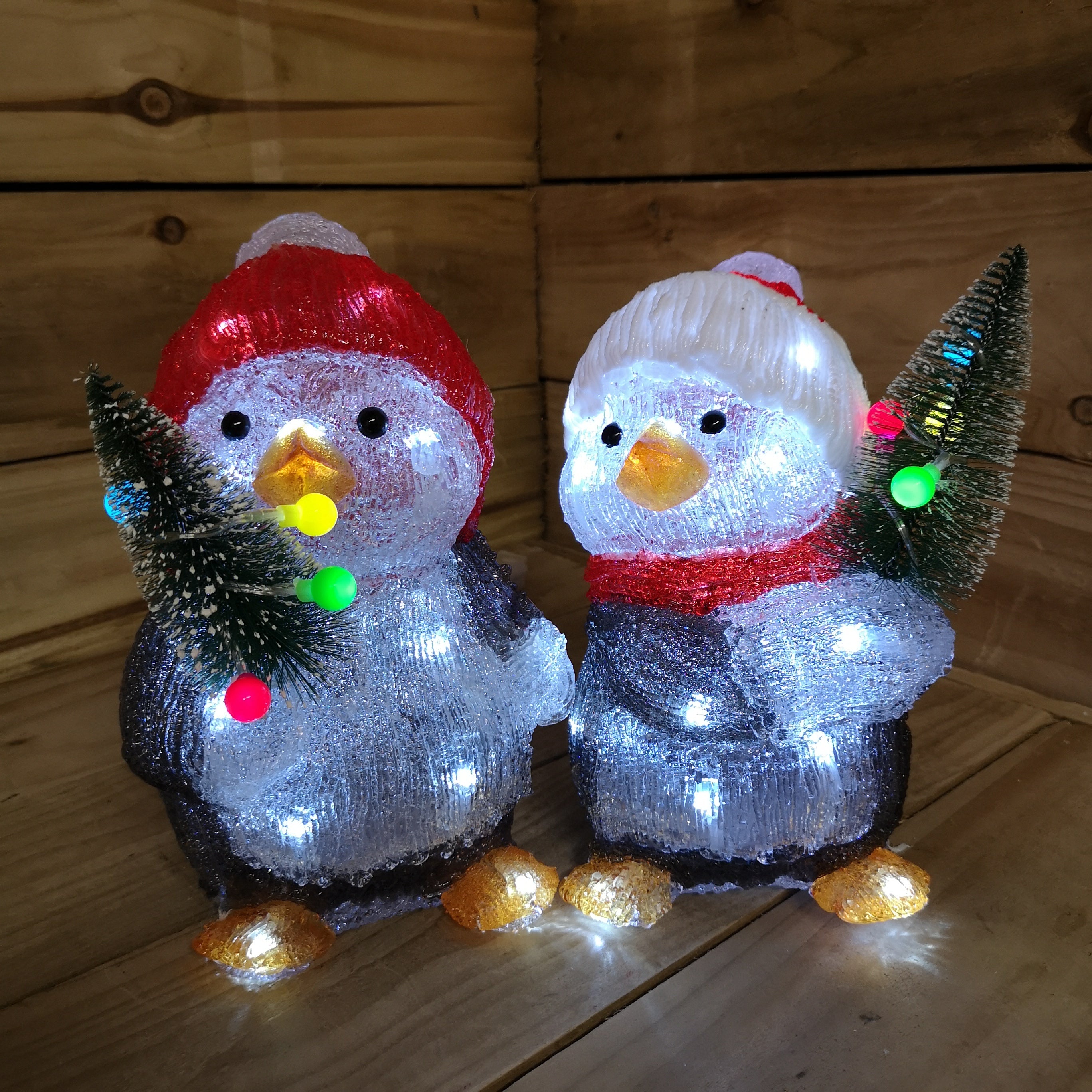 26cm LED Indoor Outdoor Battery Operated Acrylic Christmas Penguin Choice of 2 Designs