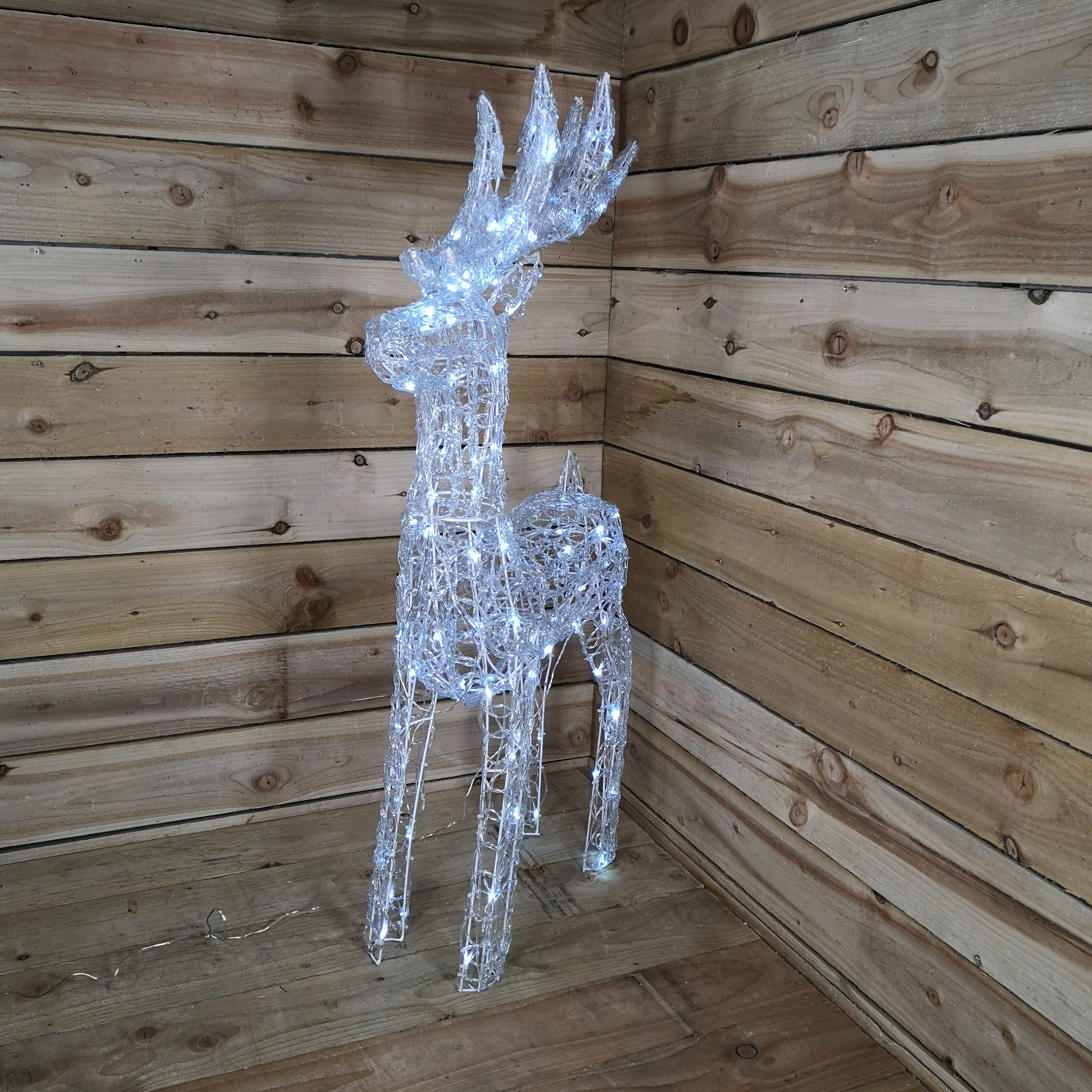 Christmas Lit Soft Acrylic Reindeer White LED Indoor Outdoor