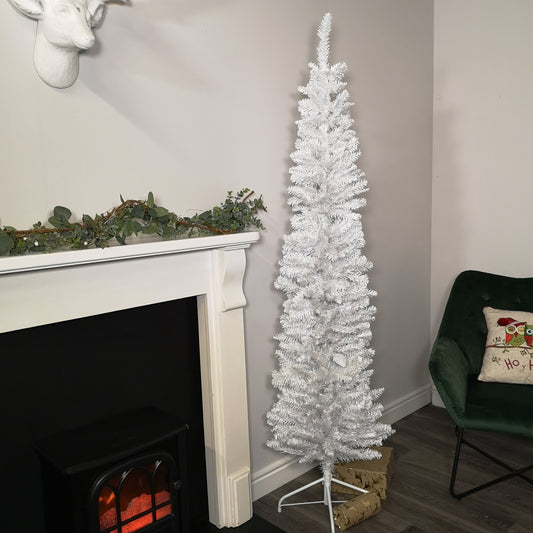 6.5ft (2m) Premier Pencil Style Slim Christmas Tree in White 2736
