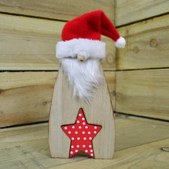 26cm Wooden Gonk Christmas Book End Ornaments - Red Star