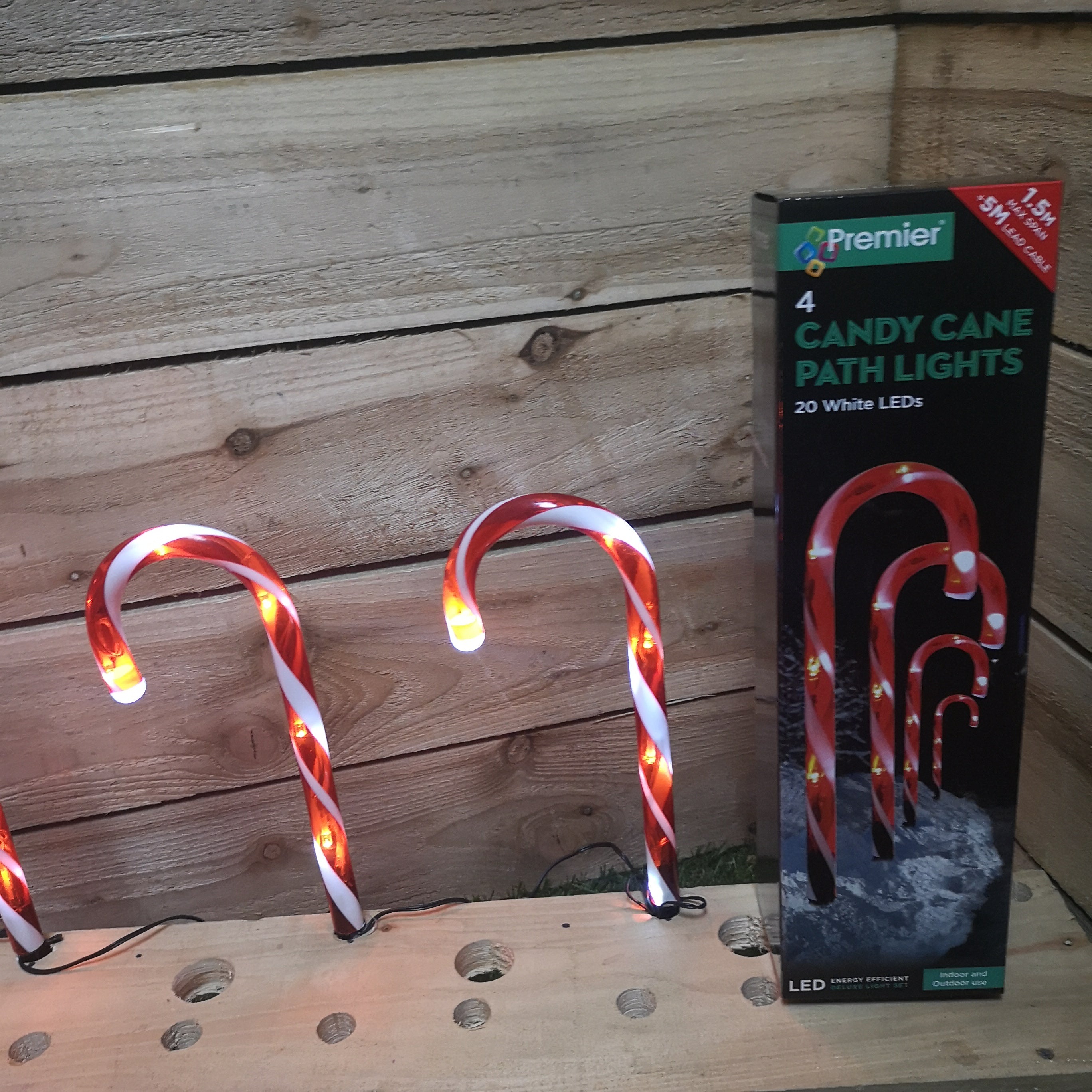25cm 4pc Red Christmas Premier Candy Cane Path Markers
