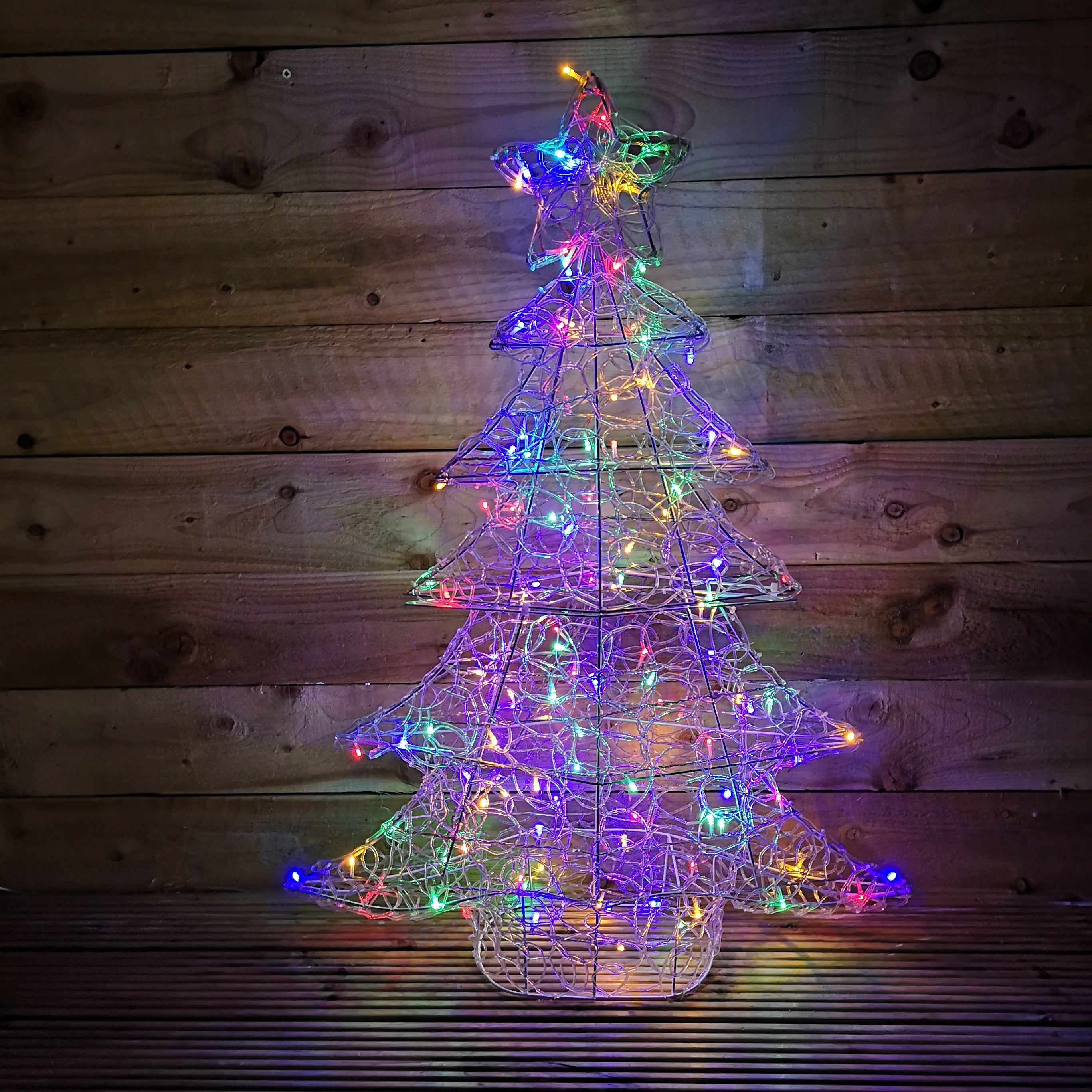 1m Premier Outdoor Soft Acrylic Christmas Tree with 120 Multicoloured LEDs