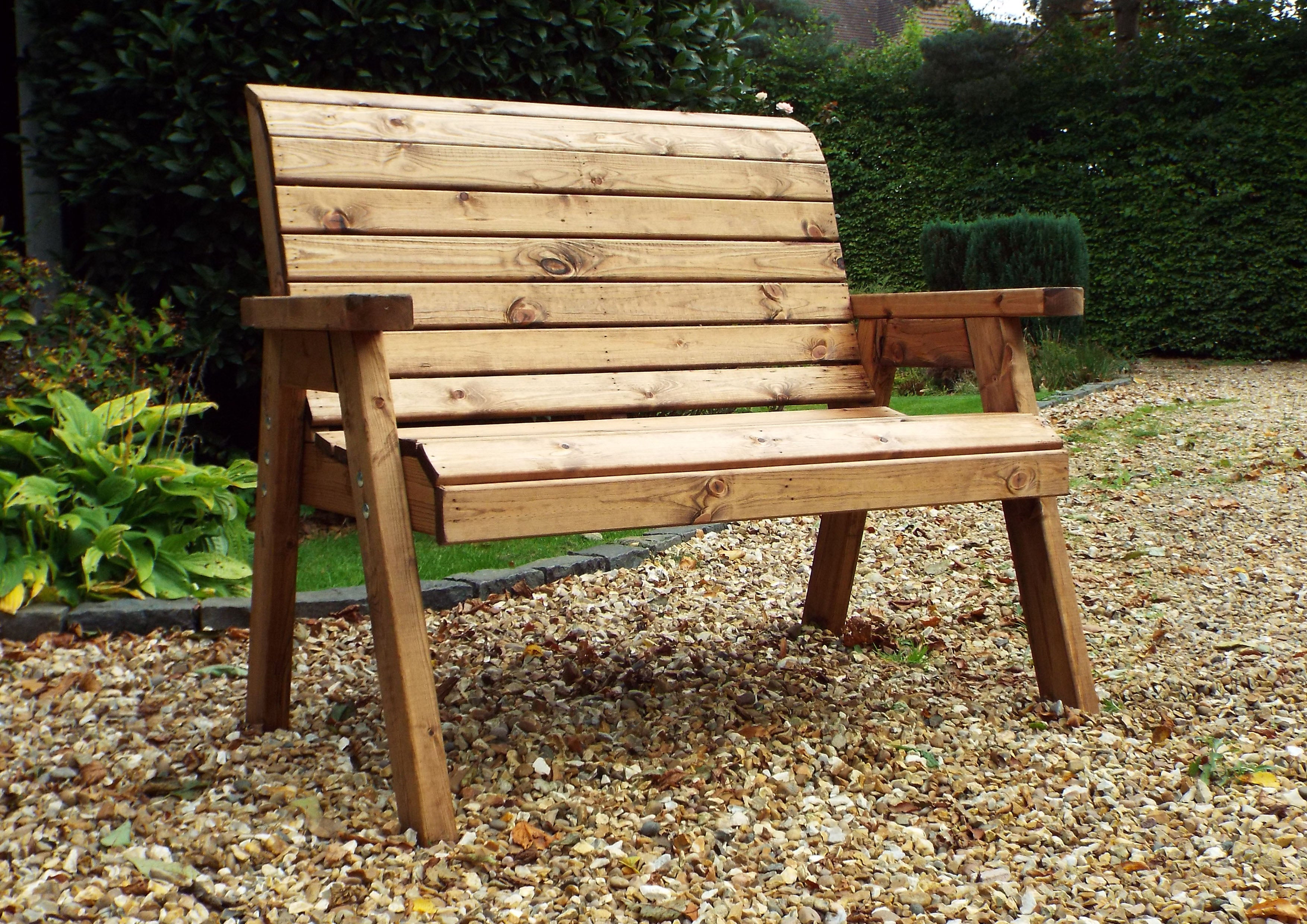 Charles Taylor Hand Made Traditional 2 Seater Chunky Rustic Wooden Garden Bench Furniture