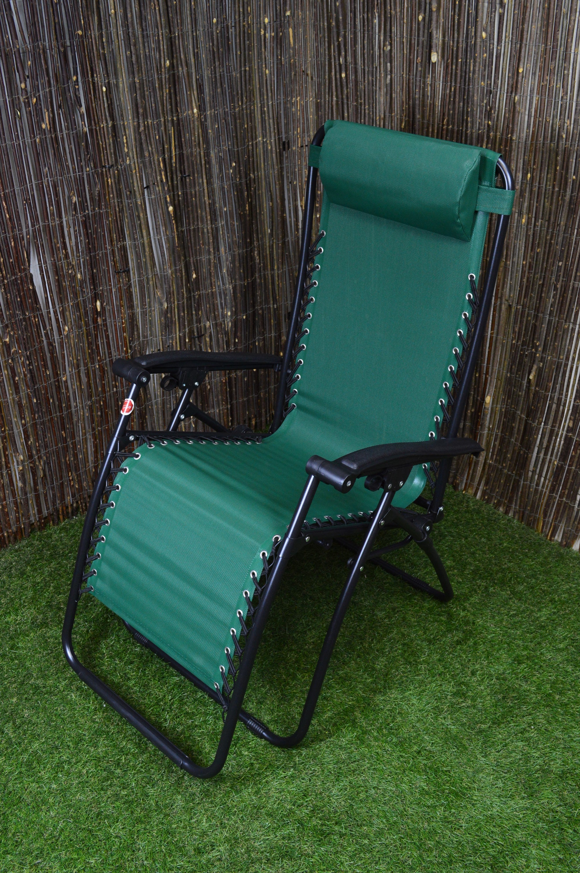 Multi Position Textoline Garden Relaxer Chair Lounger Green Cheaper
