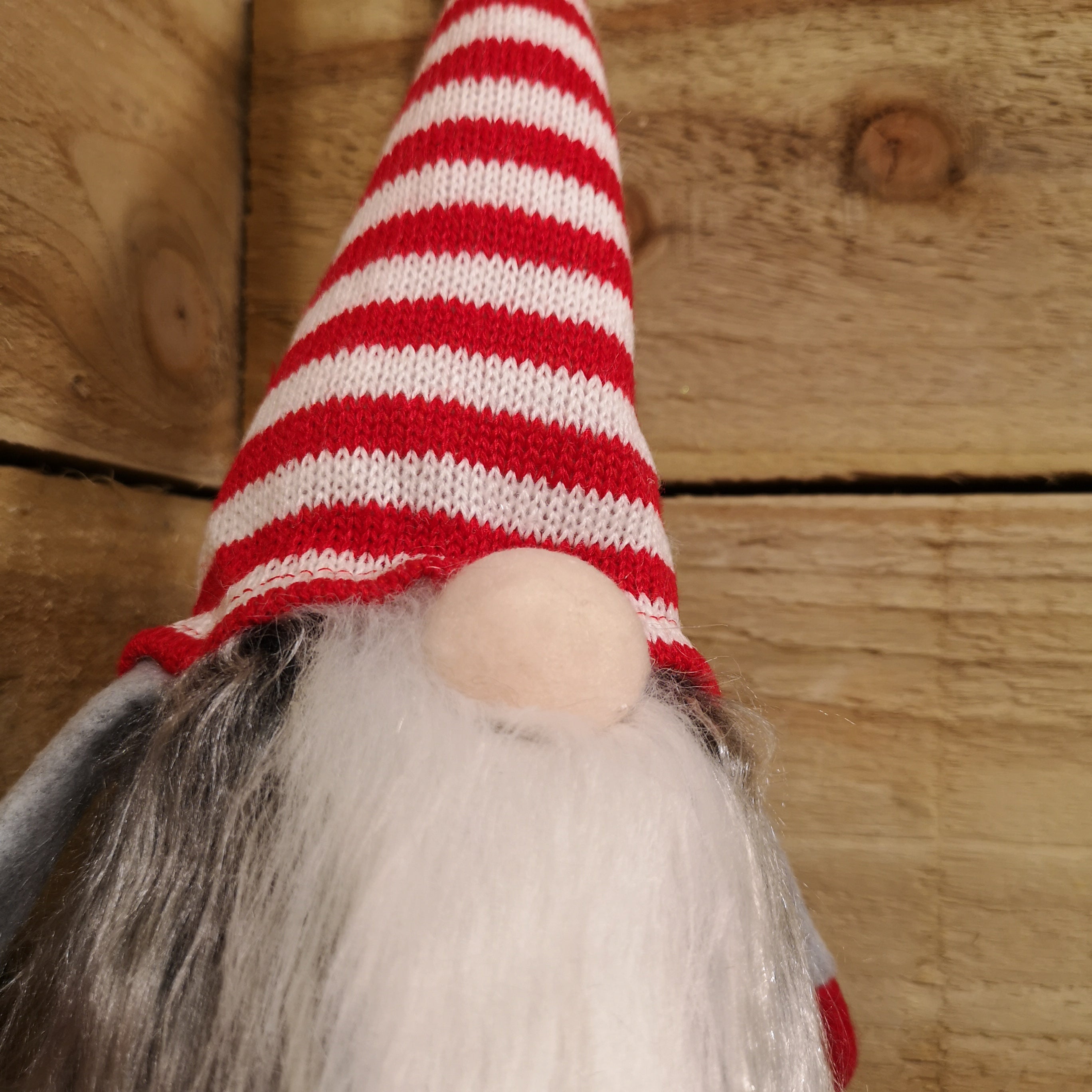 54cm Festive Christmas Haired Gonk with Dangly Legs in Striped Hat
