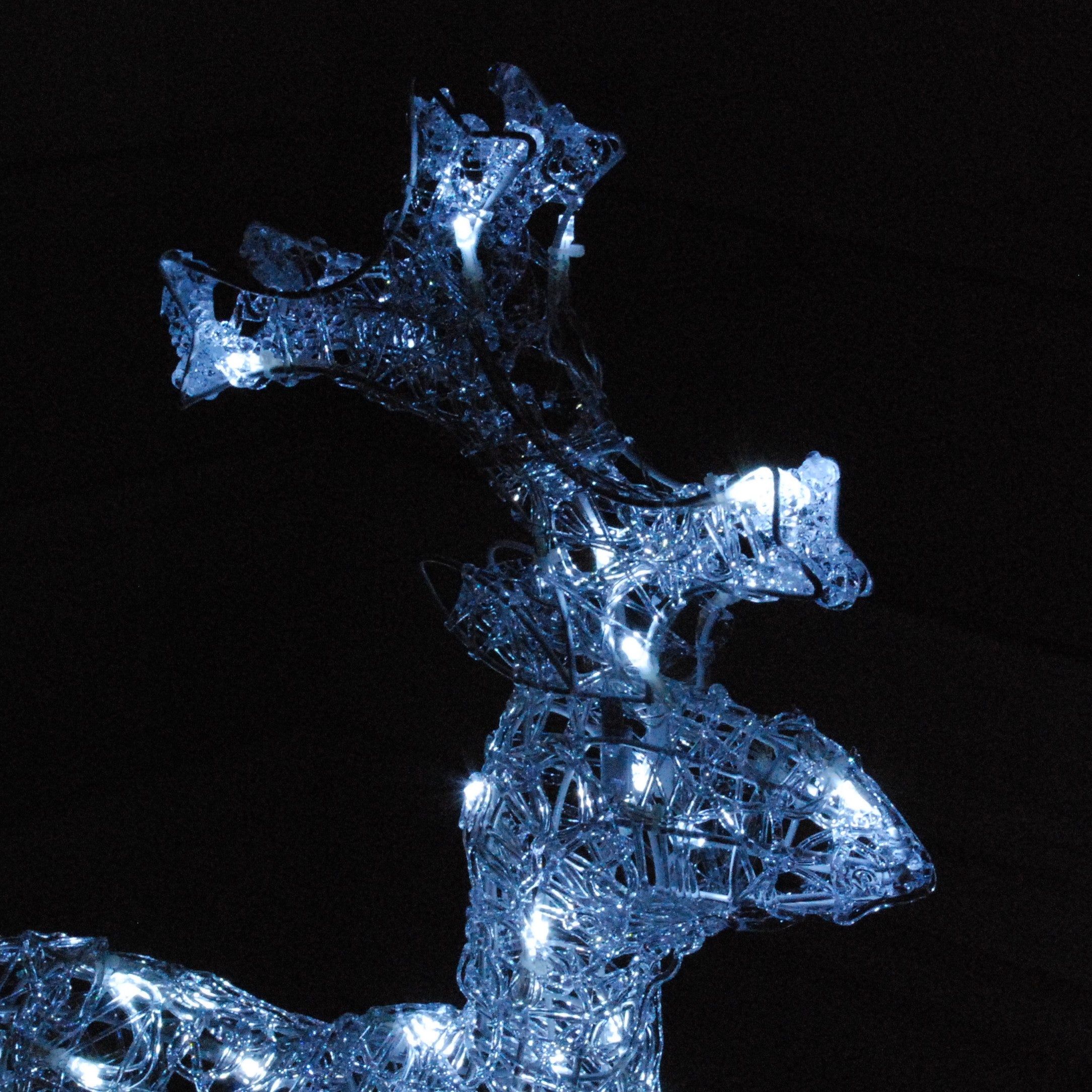 50 Cool White LED Acrylic Outdoor Standing Reindeer Figure With Flashing Effect