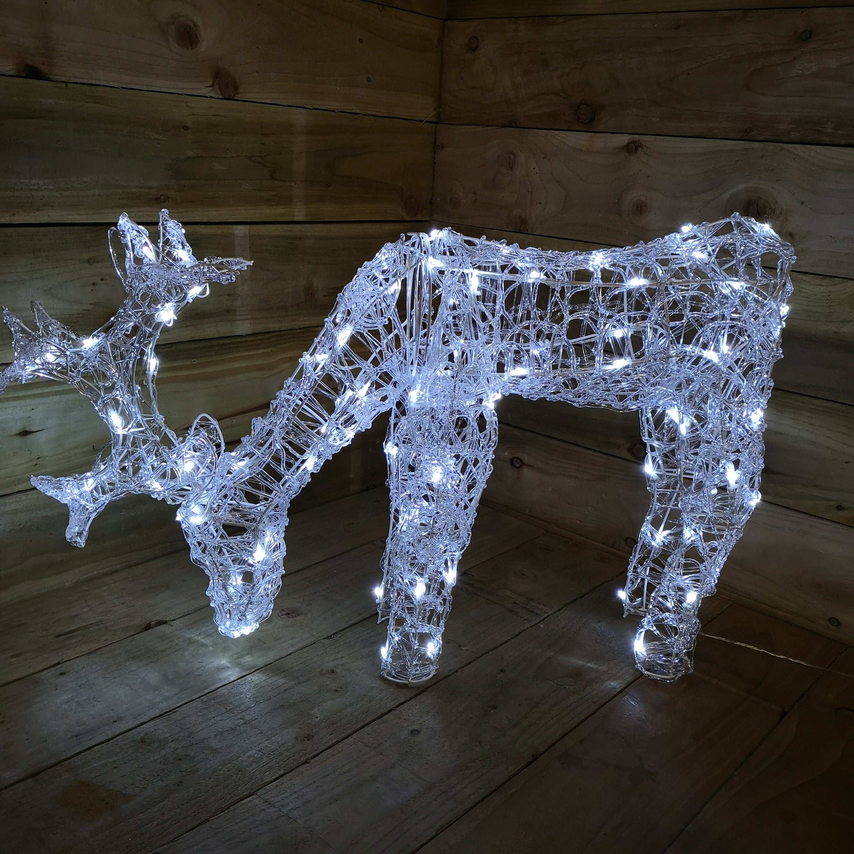 53cm 100 LED Christmas Reindeer Flash Effect Acrylic Outdoor Figure in Cool White