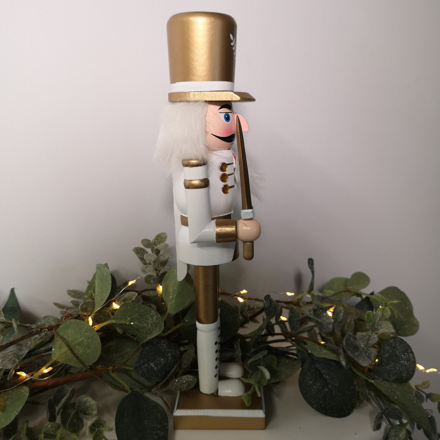 30cm Wooden Christmas Nutcracker Soldier Decoration with White Body and Shoes