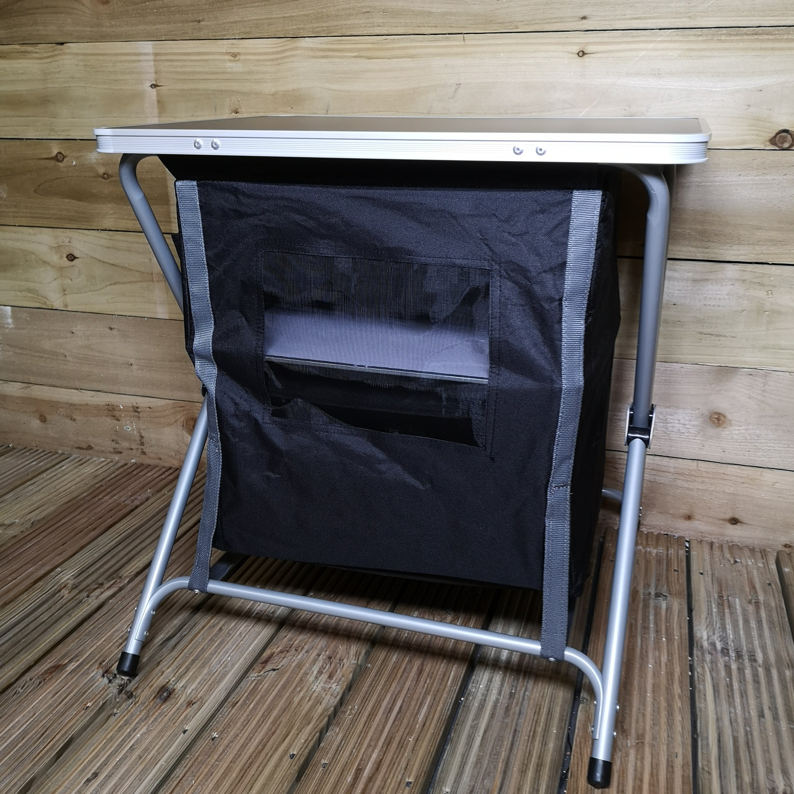 60cm Portable Foldable Camping Table / Cabinet in Black