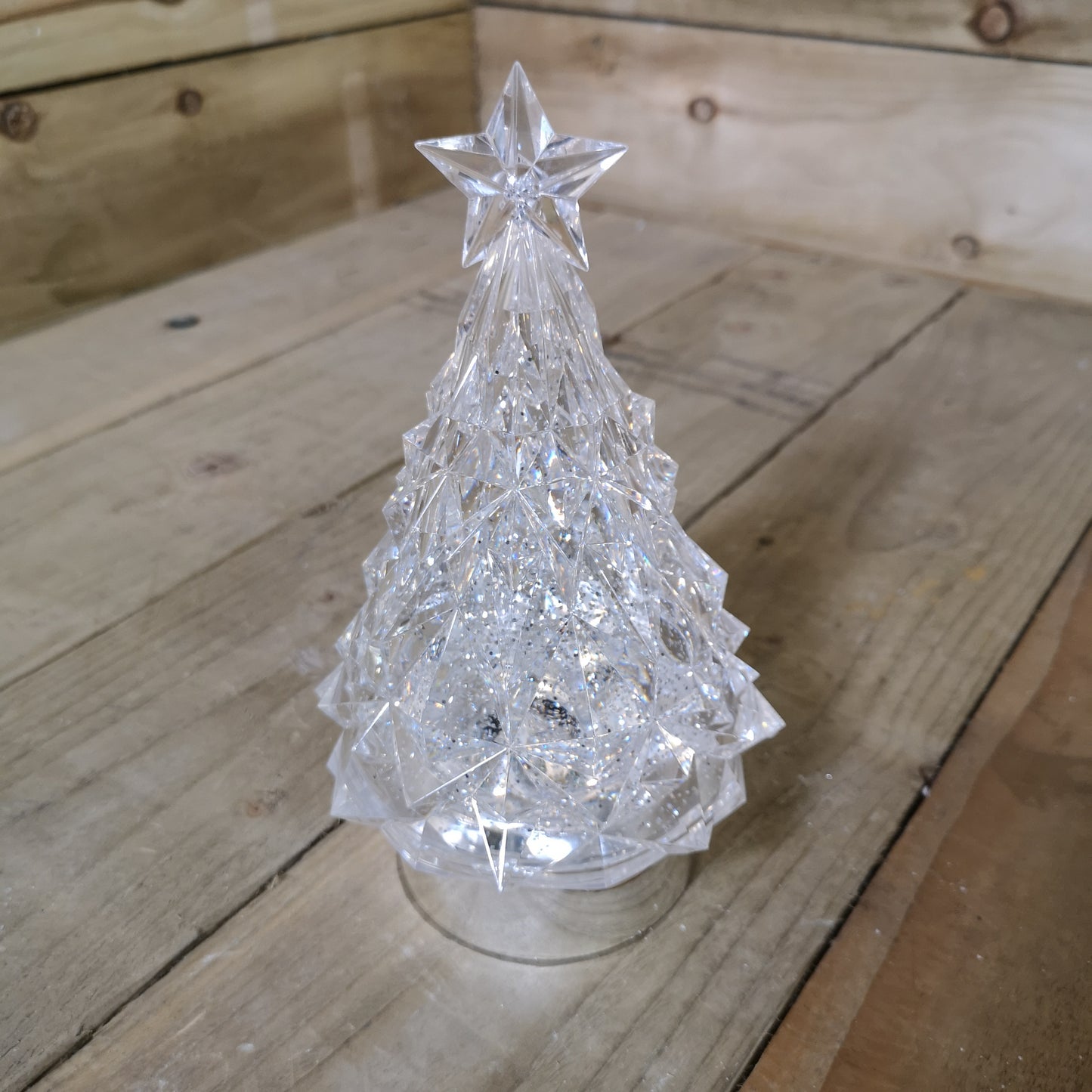 23cm Snowtime LED Christmas Glitter Water Spinner Colour Changing Tree