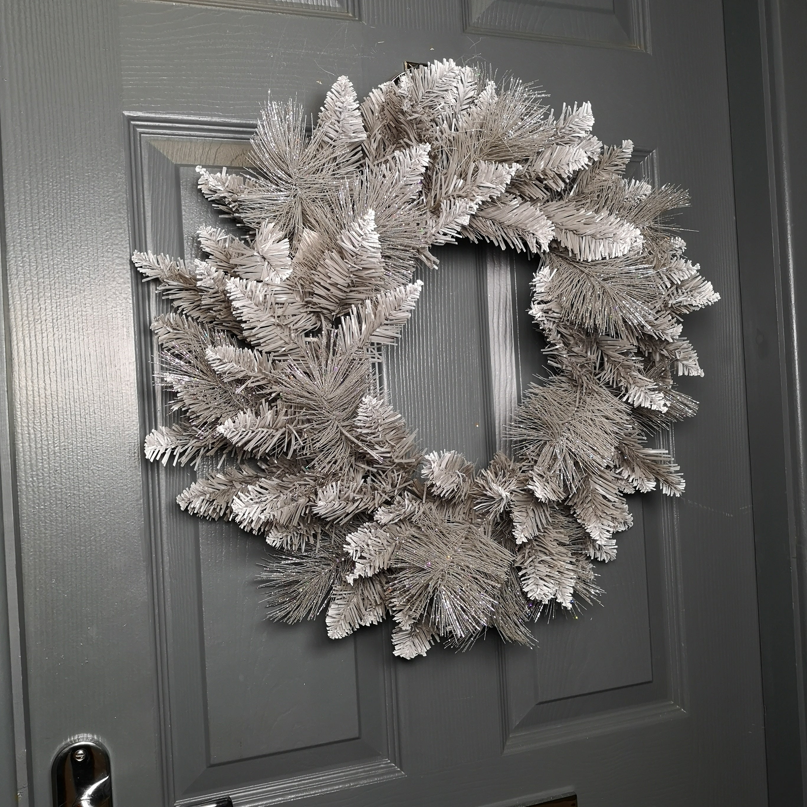 50cm Premier Snow Tipped Silver Christmas Glitter Door Wreath Decoration