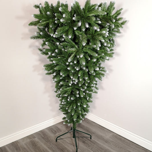 6ft (180cm) Snowtime Upside Down Frosted Green Snow Tipped Christmas Tree 2736