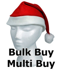 Wholesale Bulk Purchase: Traditional Santa / Father Christmas Hats with Bobble