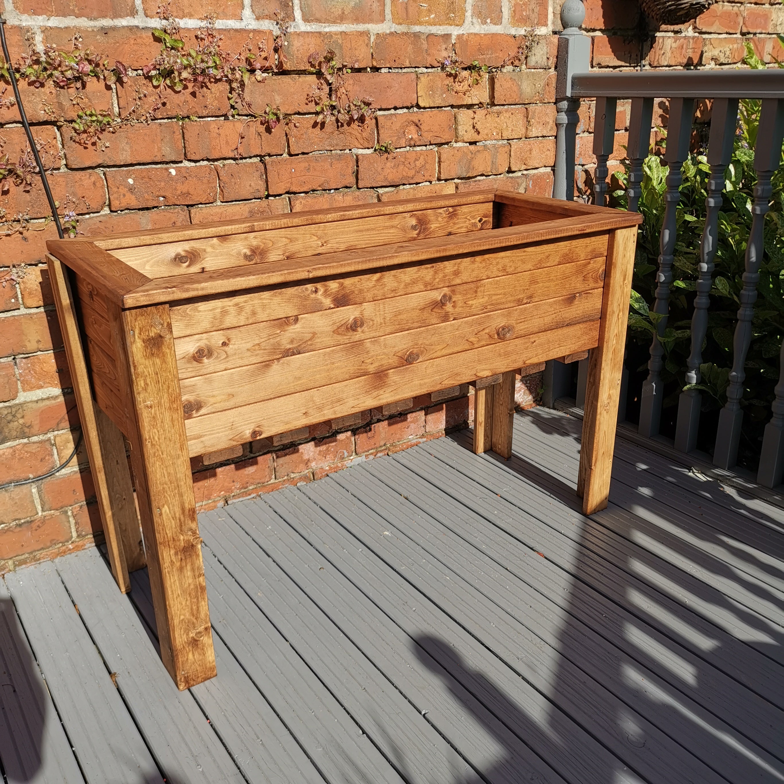 Hand Made Rustic Wooden Large Raised Garden Trough / Flower Bed Planter