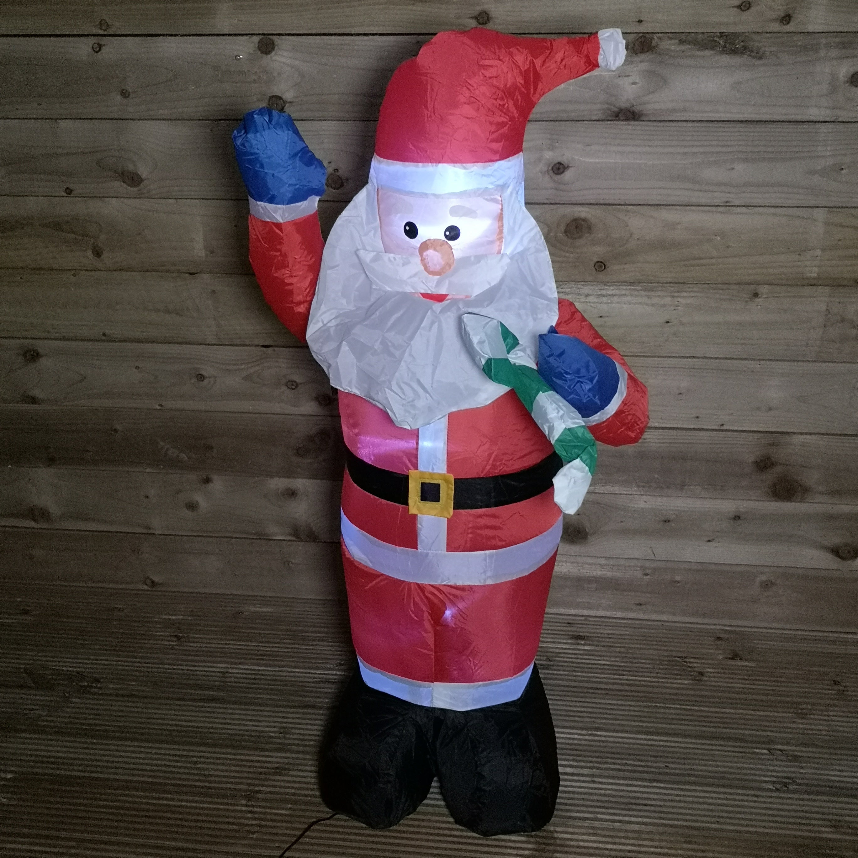 120cm (4ft) Tall Inflatable Indoor / Outdoor Christmas Santa & Candy Cane
