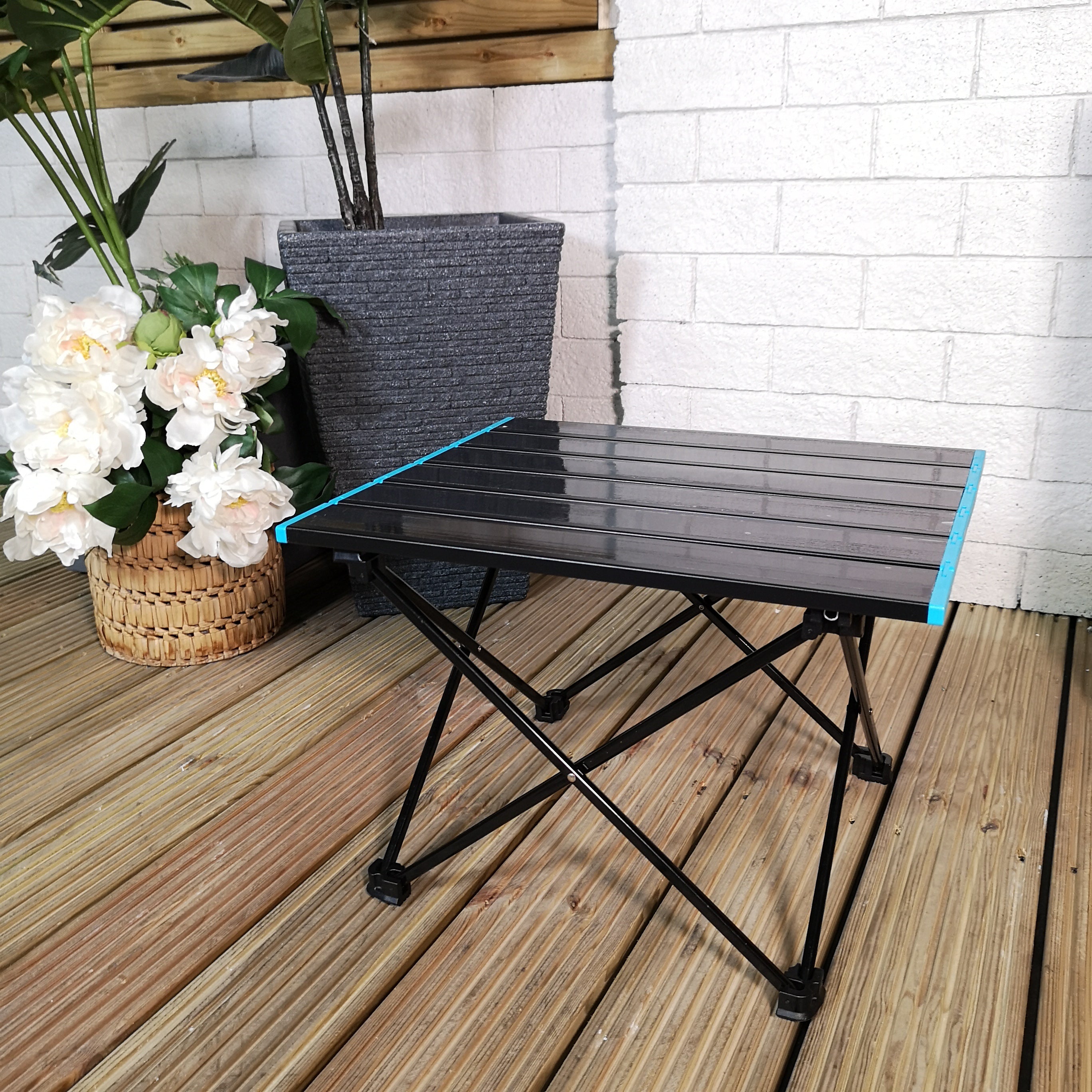 29cm Black Portable Folding Camping Table with Storage Bag