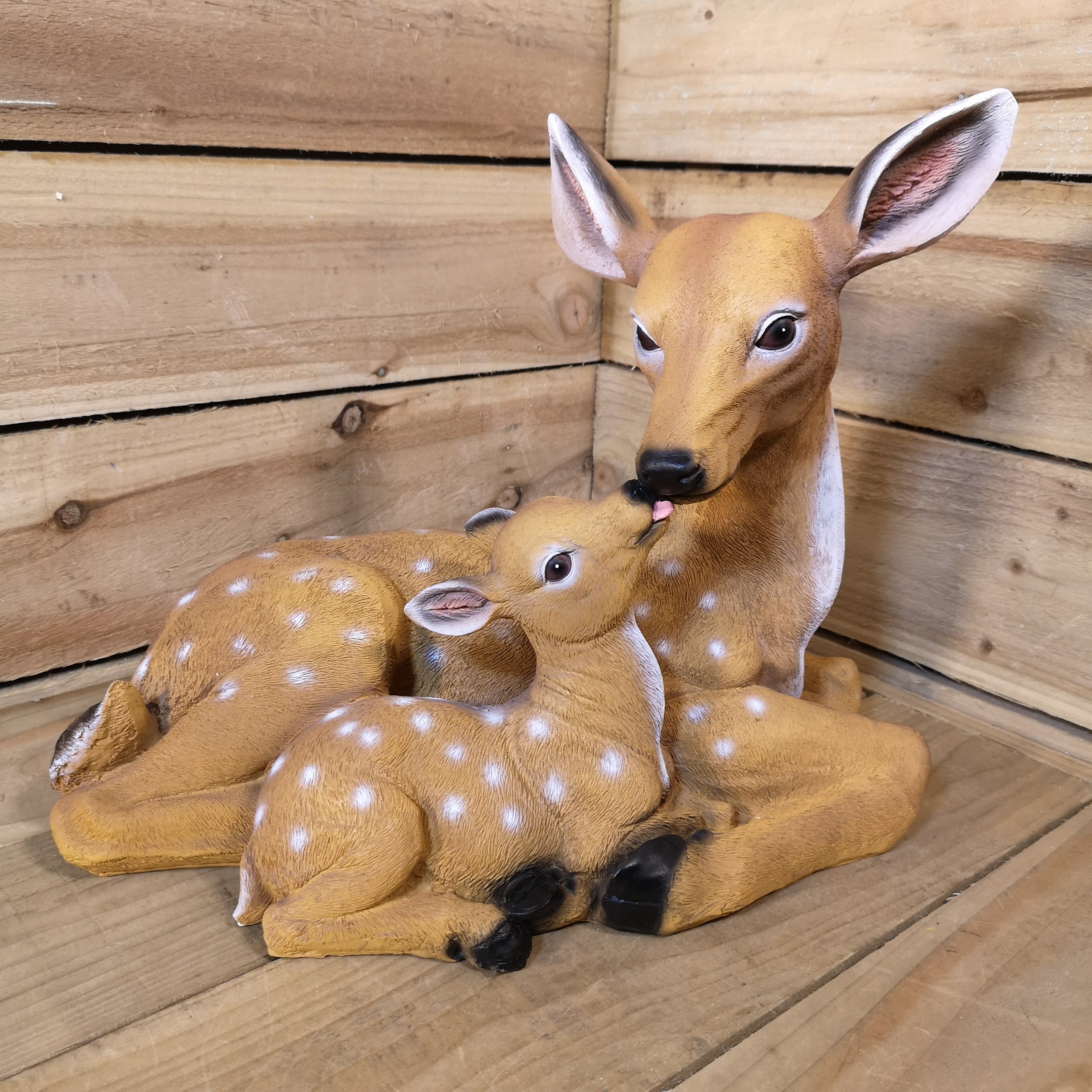 42x35cm Premier Christmas Large Polyresin Resting Doe Decoration with Fawn