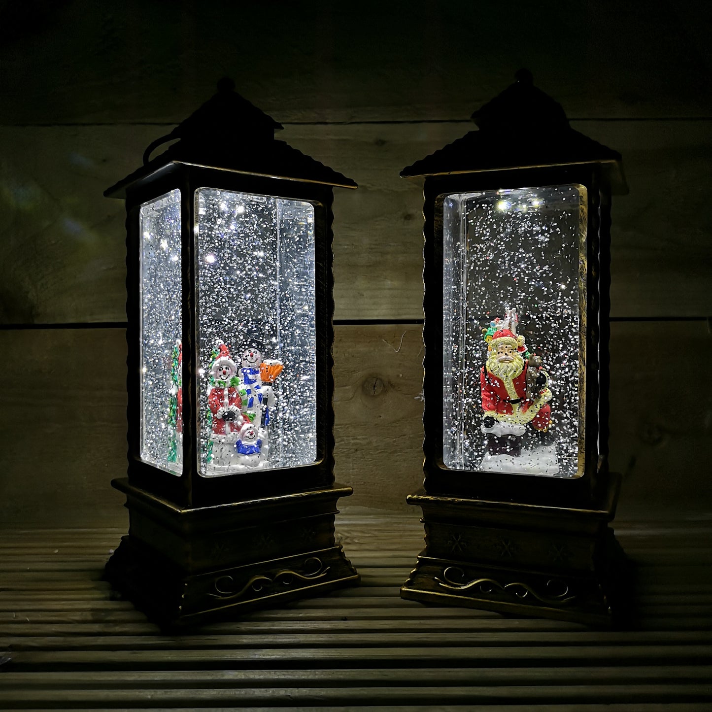 27cm Premier Christmas Water Spinners Antique Effect Lantern  Choose from  Santa or Snowmen