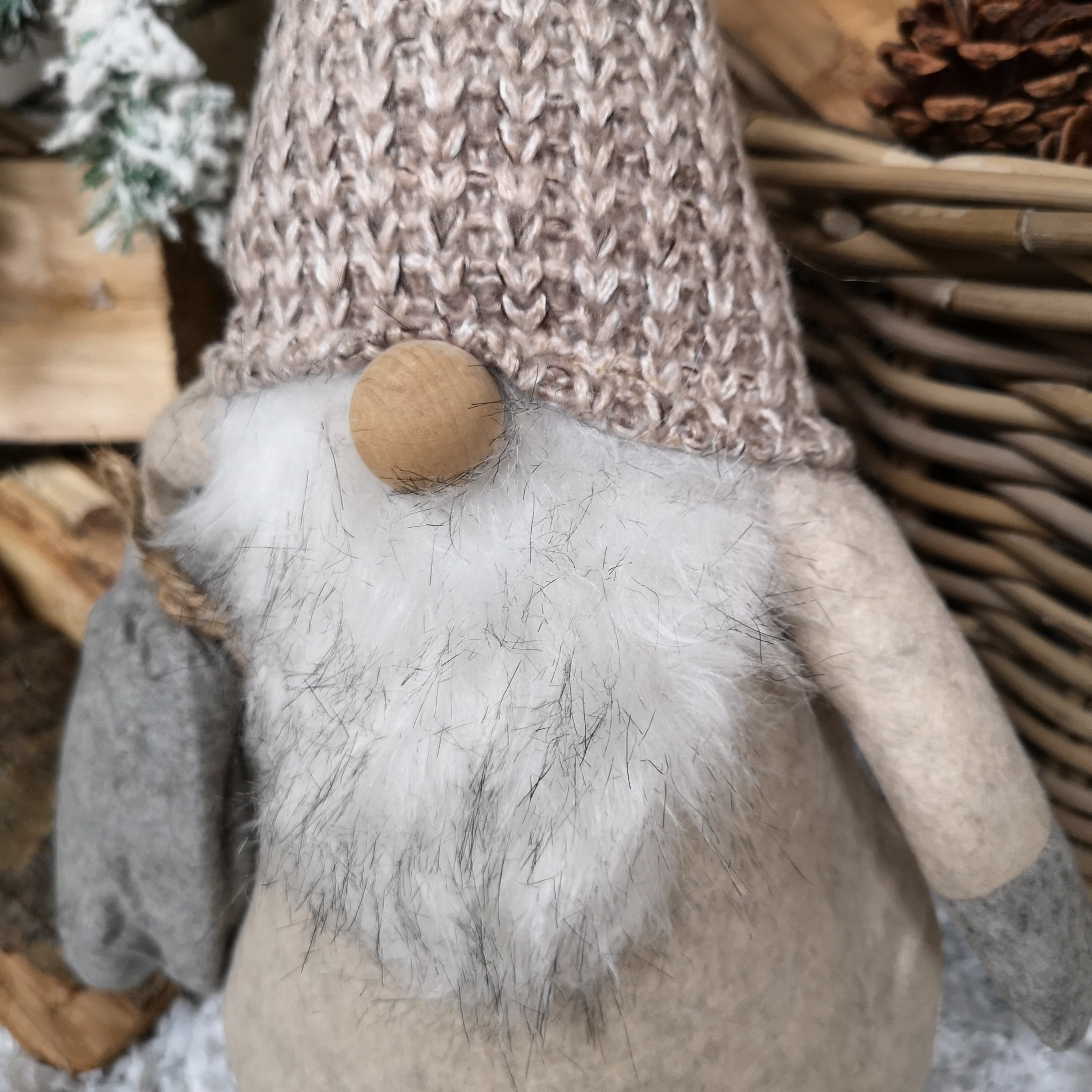 50cm Festive Brown Nordic Christmas Gonk Carrying Grey Sack