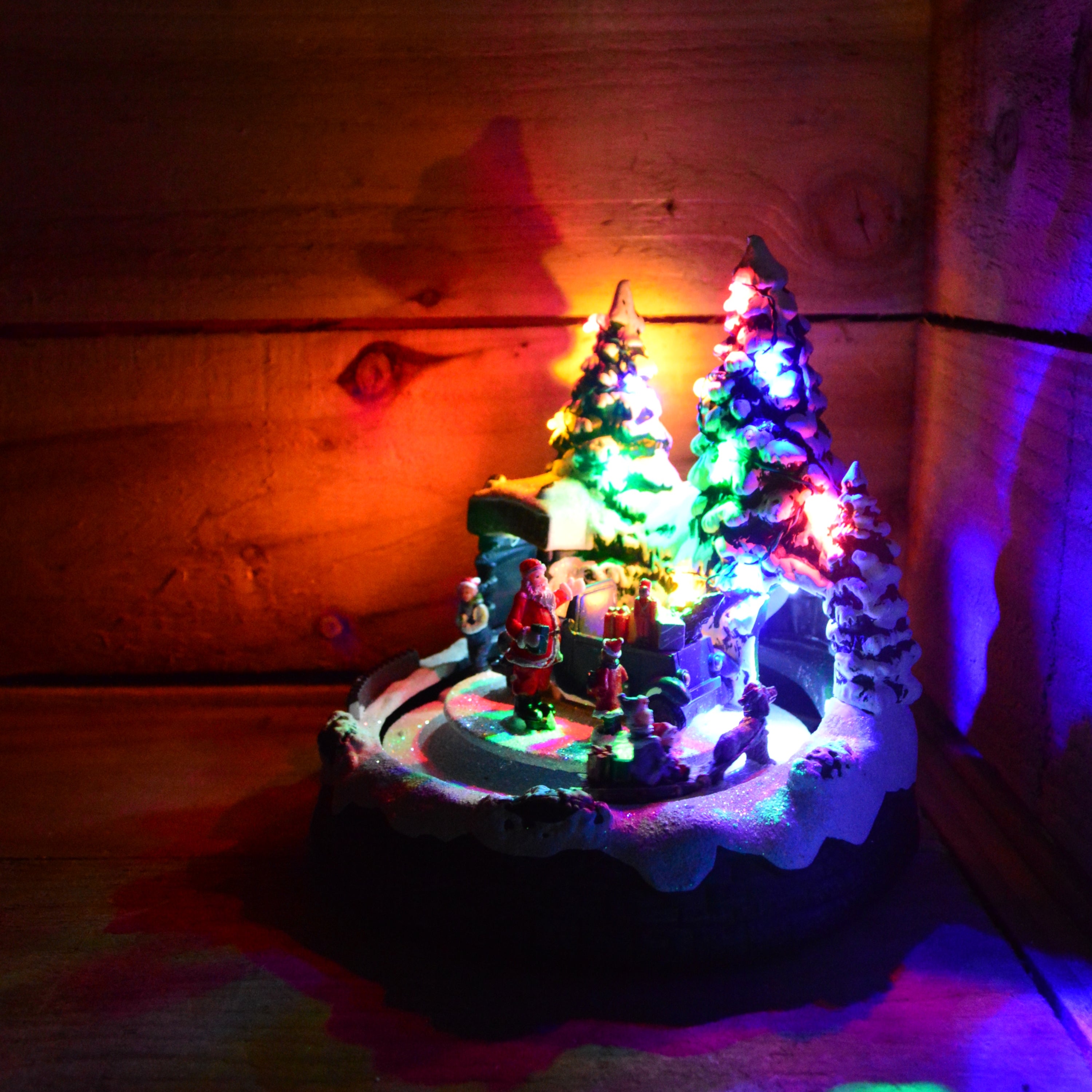 Lumineo Hand Painted Christmas Fun Motion Sleighing LED Sculpture - Blue