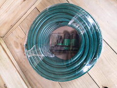 30m Reinforced Garden Hose Pipe / Hosepipe in Green with Fittings