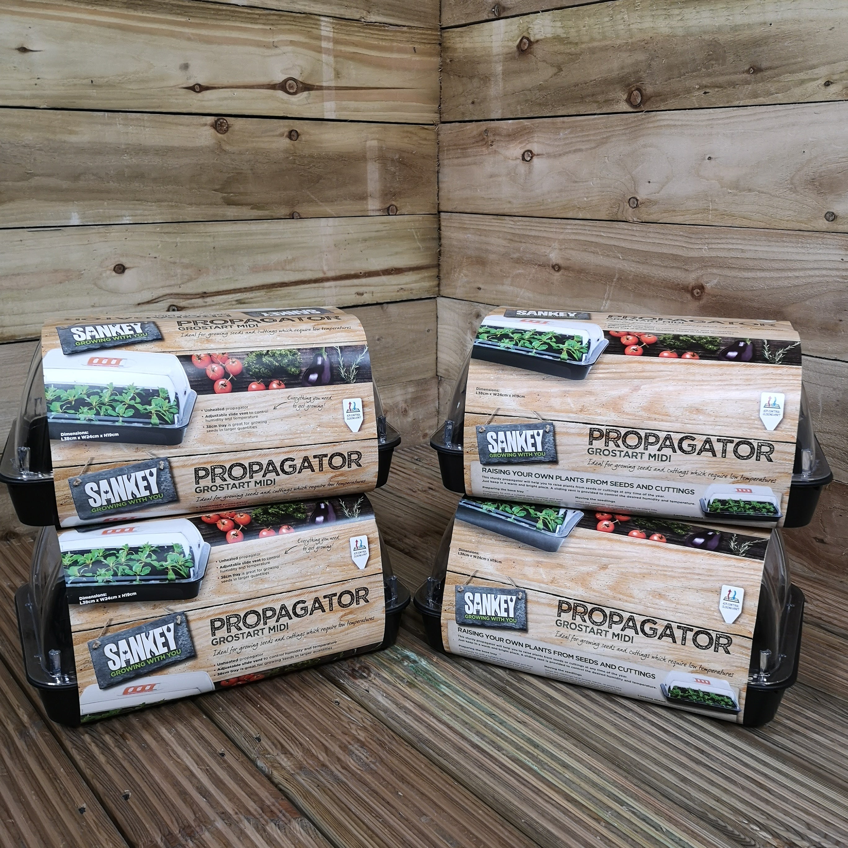 4 x 38cm Unheated Seed Starter Tray Grostart Midi Propagator Indoor Seedling Planter