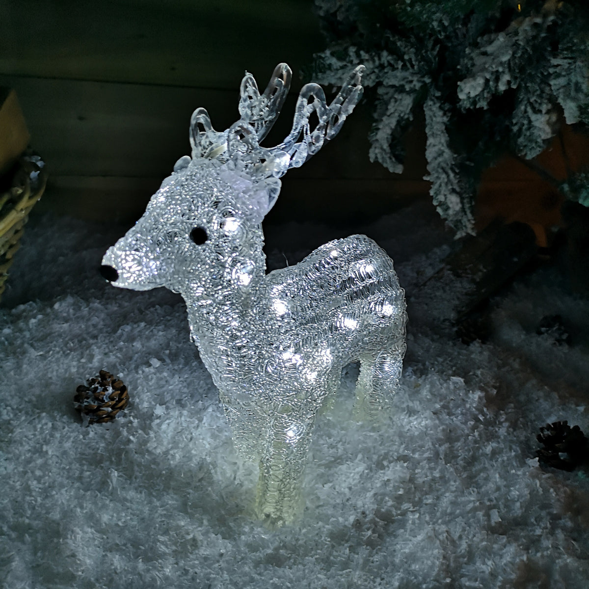 38cm LED Indoor Outdoor Acrylic Baby Reindeer Christmas Decoration  in Cool White
