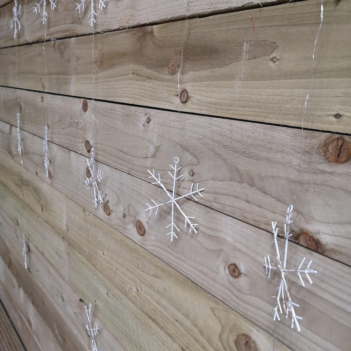 390 LED 1.3m x 1.2m Premier Christmas Snowflake Curtain Lights in Static Rainbow & Twinkling Orange