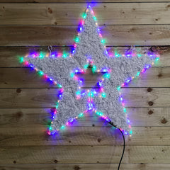 95cm x 95cm Indoor Outdoor Premier Star Rope Light Tinsel Christmas Decoration with 120 Multi Coloured LEDs