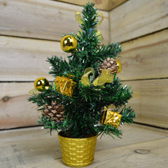30cm Gold Dressed Premier Green Table Top Christmas Tree