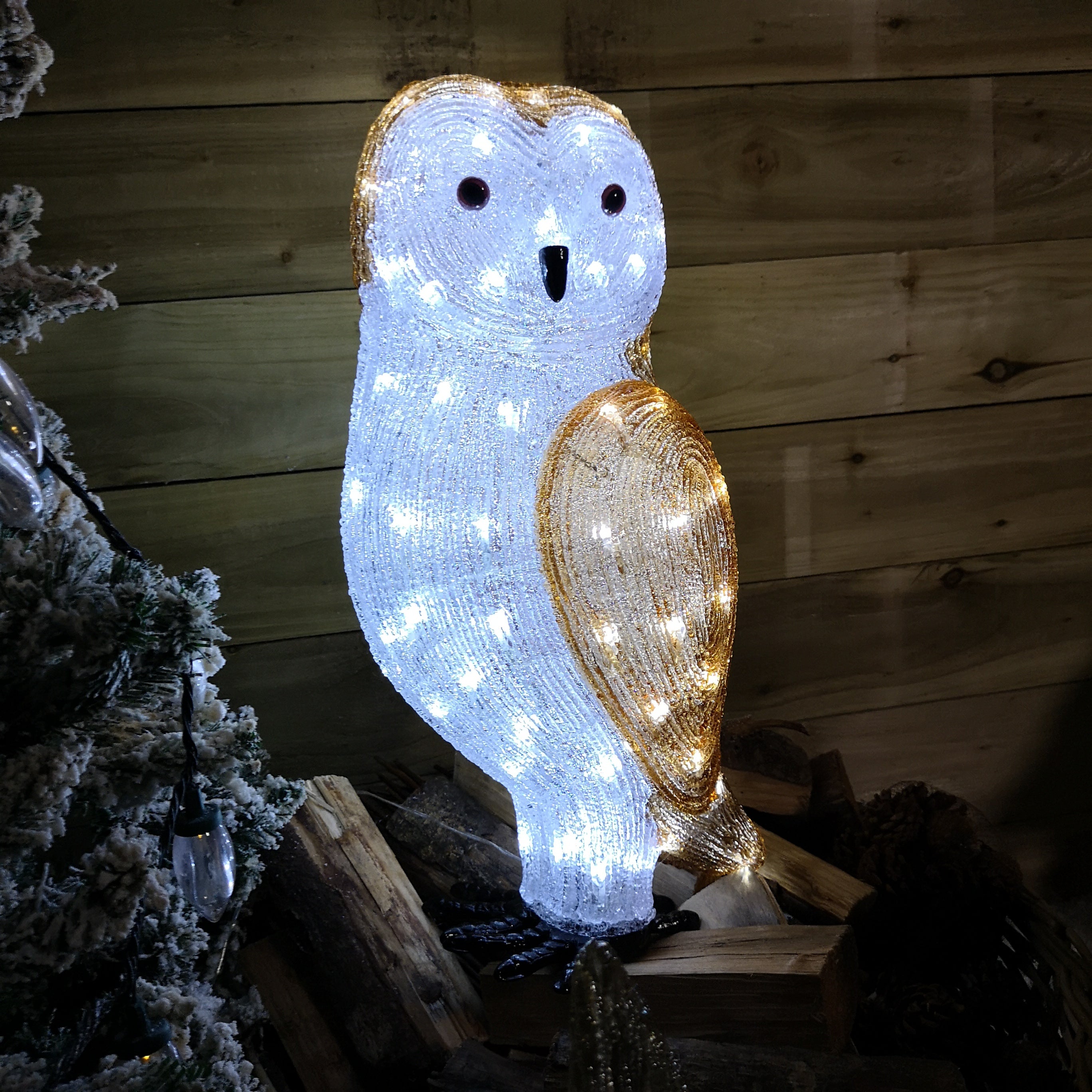 56cm The Snowman & Snowdog 2018 Acrylic Owl Christmas Decoration with 100 Ice White LEDs