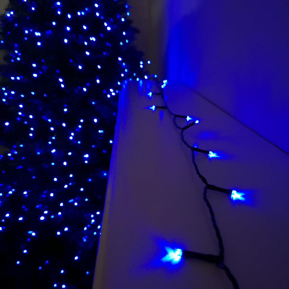 50 LED 5m Premier Christmas Indoor Outdoor Multi Function Battery Operated String Lights with Timer in Blue