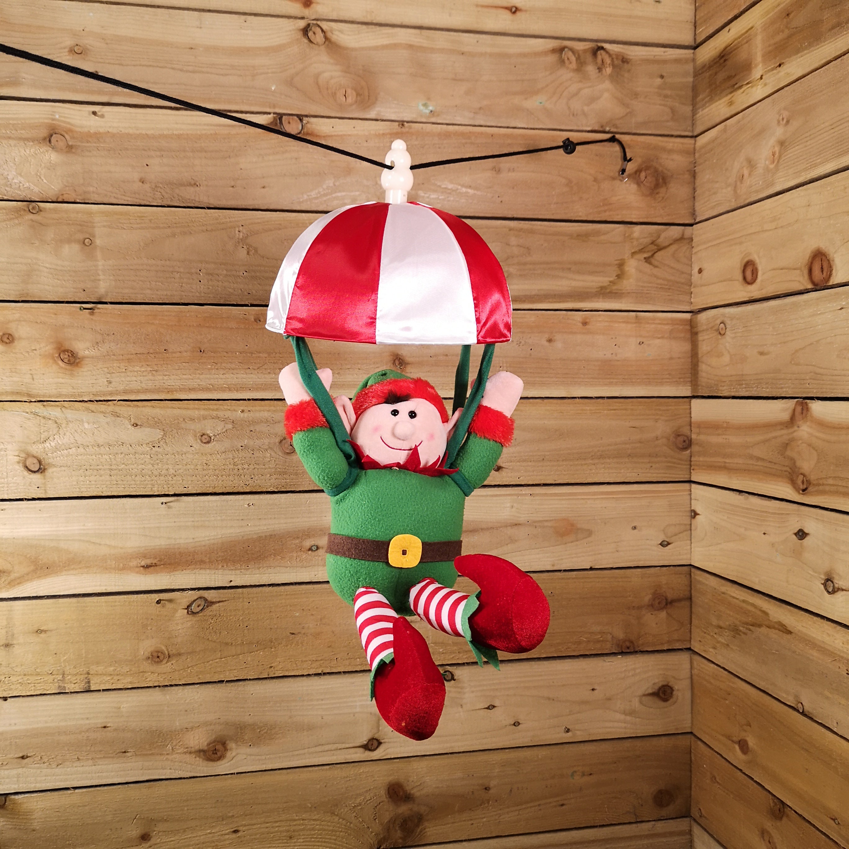 Premier Christmas Animated & Musical Kicking Leg Parachuting Elf