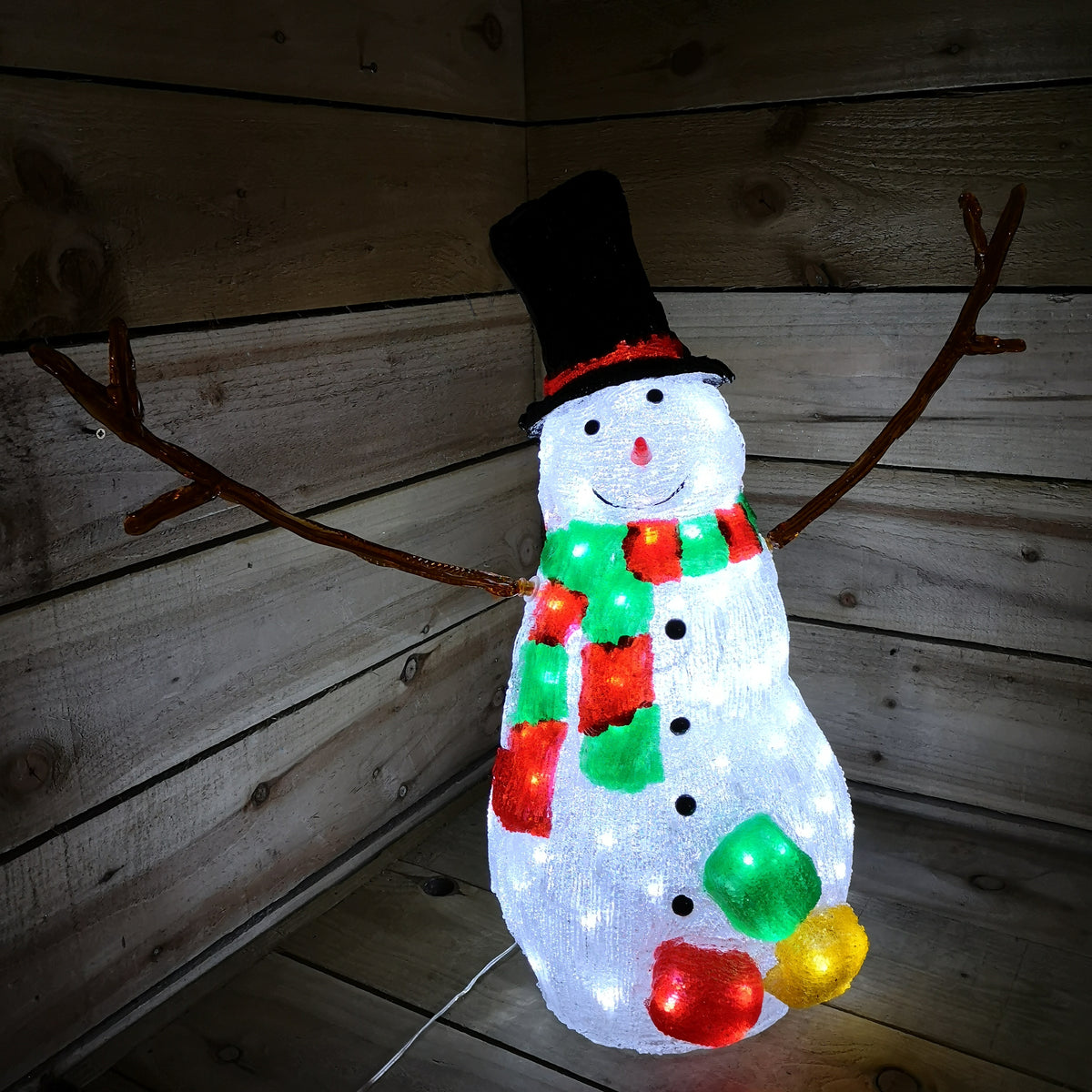 Snowtime 57cm Acrylic Christmas Snowman Light Up Decoration 72 Ice White LEDs