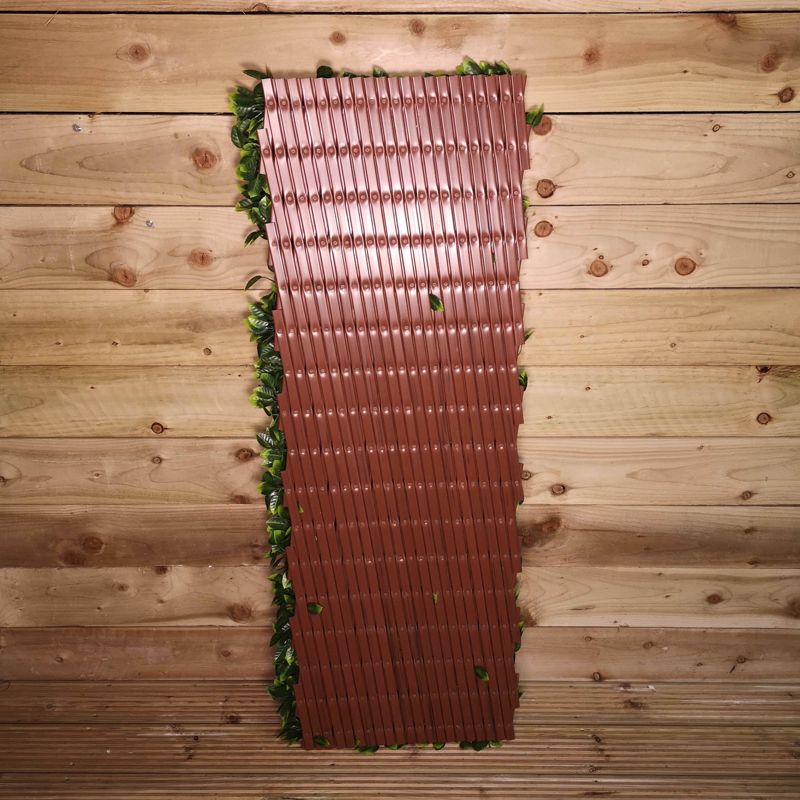 100cm x 200cm PE Backed Artificial Fence Garden Trellis Privacy Screening Indoor Outdoor Wall Panel - Beech Leaf
