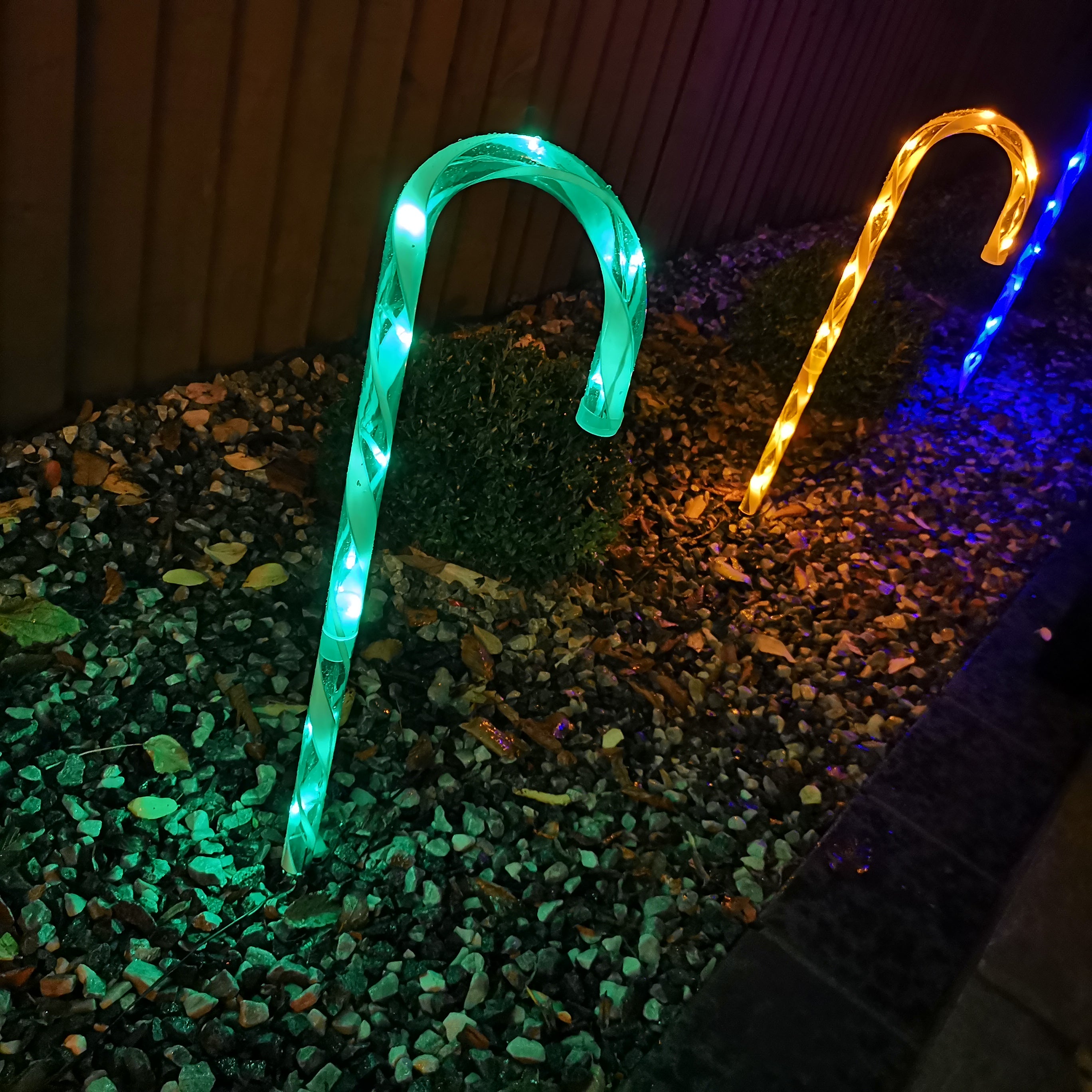 4pcs 62cm Outdoor Multicoloured Christmas Candy Cane LED Path Lights for Garden