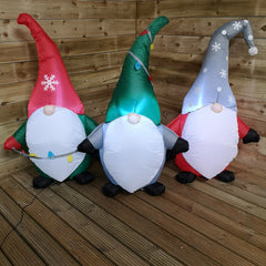1.8m Indoor Outdoor LED Inflatable Trio of Gonks Gnomes Christmas Decoration 