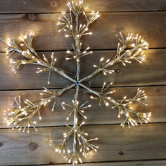 60cm Gold Starburst Snowflake Wall/Window Decoration with 300 Warm White LEDs
