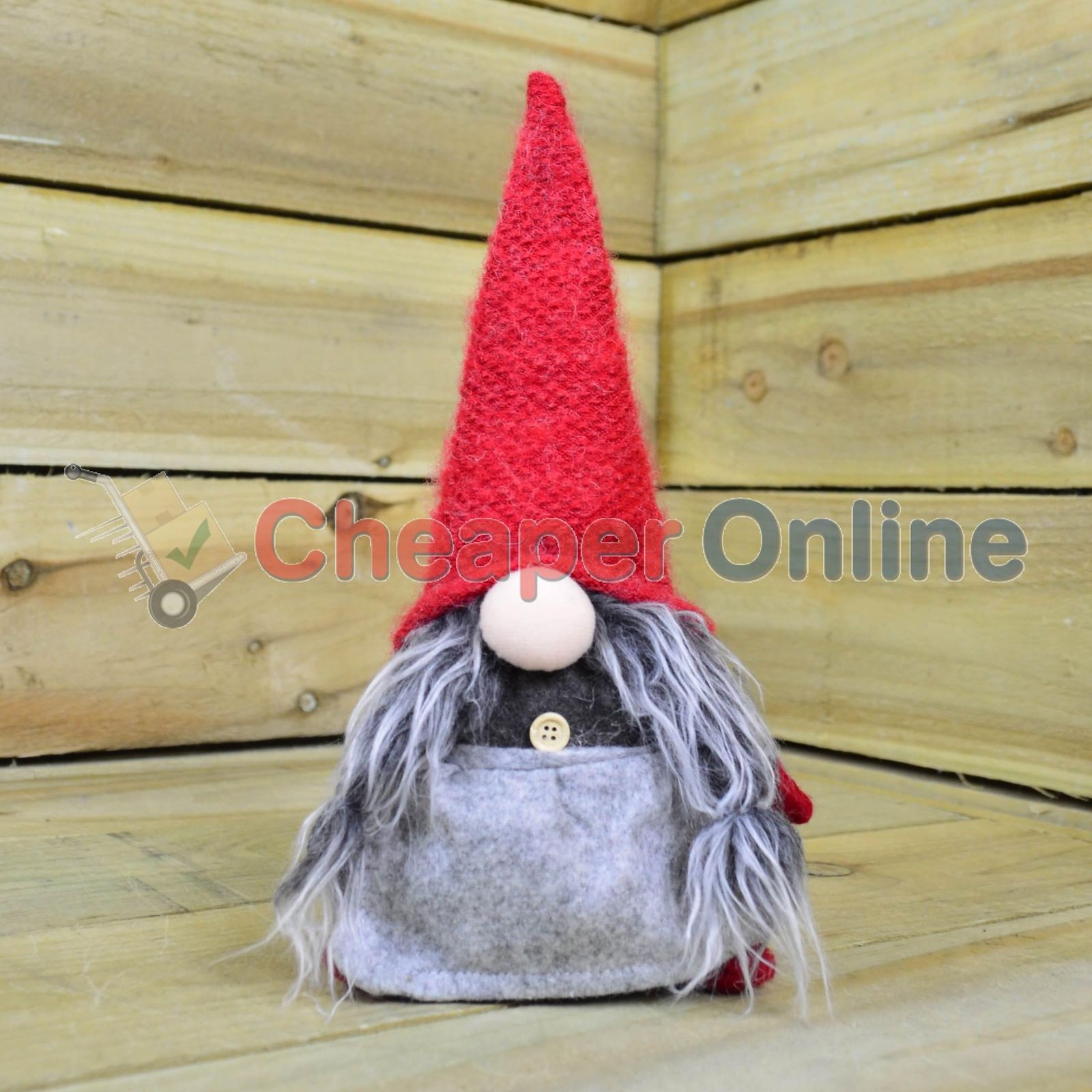 31cm Grey And Red Female Christmas Gonk - Indoor Christmas Festive Decoration