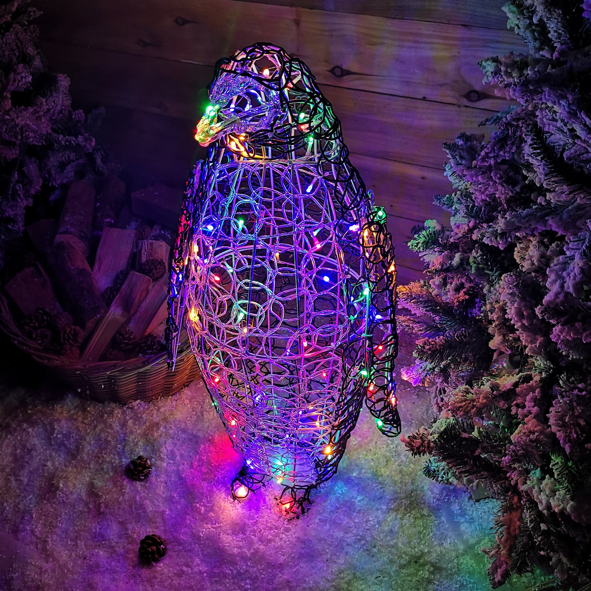 90cm Multicoloured LED Indoor Outdoor Acrylic Christmas Penguin Decoration